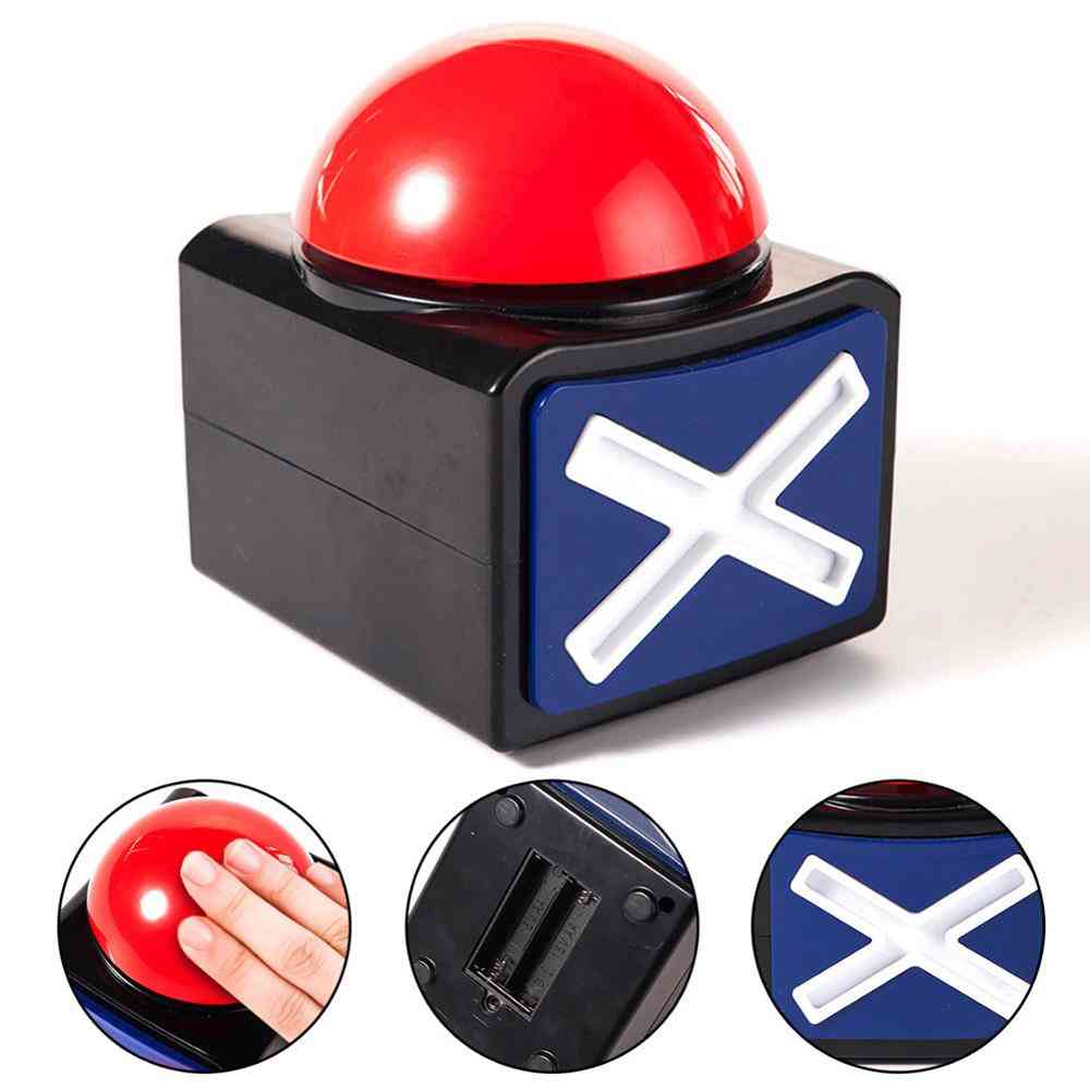 Caixa de botão de alarme de campainha com som sim / não, brinquedo de suporte de concurso de festa estimulante de luz