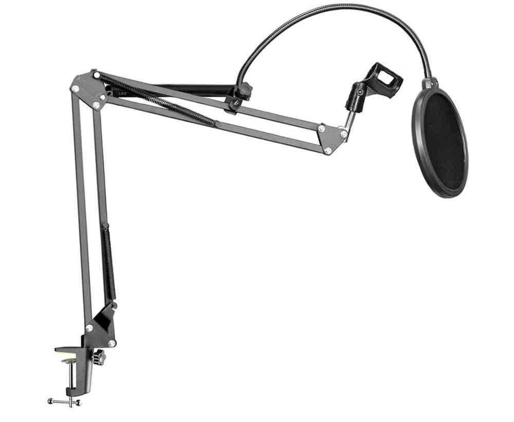Microphone Stand - Clip Holder And Table Mounting Clamp