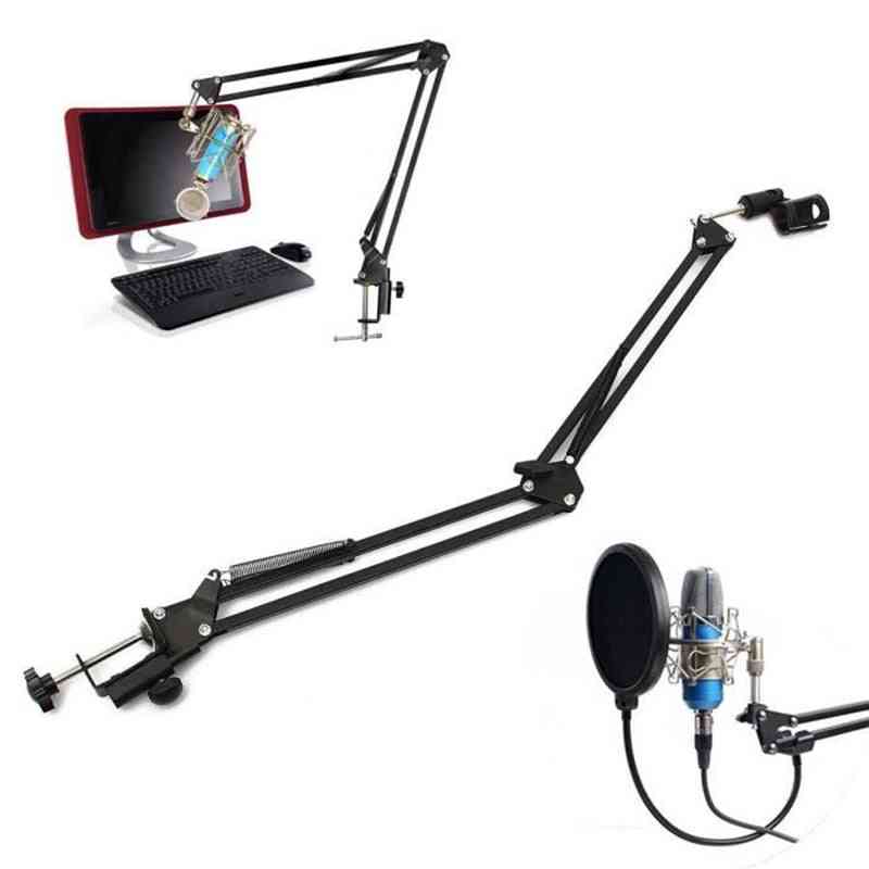 Fällbart mikrofonstativ utdragbart mikrofonstativ och stativ för hängande av bord -