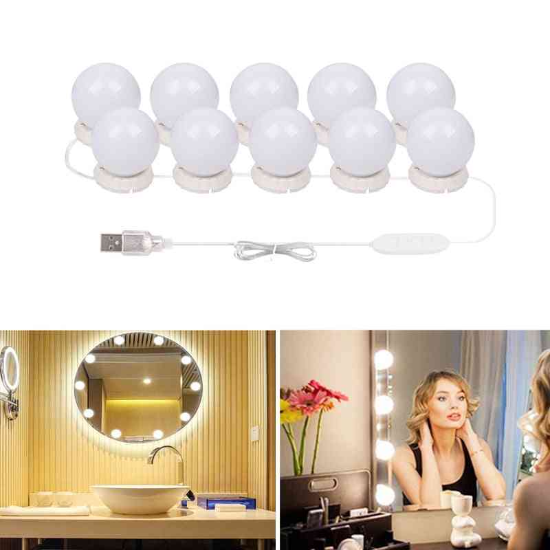 10 lâmpadas espelho de maquilhagem de espelho de toucador kit de lâmpadas LED porta de carregamento de usb lâmpada cosmética espelho de maquilhagem ajustável luzes de brilho (3 cores reguláveis 10w 10)