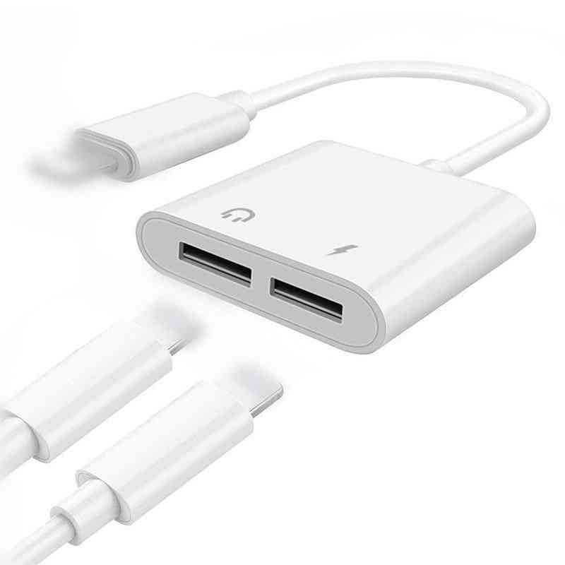2 In 1 Headphone Audio Splitter-charger Adapter For Iphone