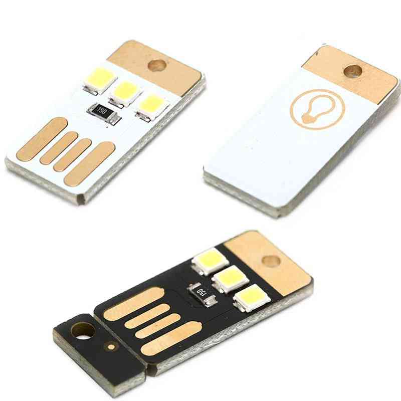 5pcs mini carte de poche USB, veilleuse de porte-clés LED d'alimentation, lampe de livre d'ampoule LED 0.2W USB pour ordinateur portable, PC