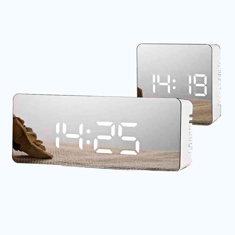 Mirror Like Digital Led Alarm Clock-electronic Time And Temprature Display