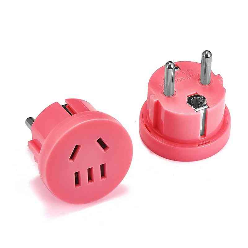 Tomacorriente enchufe eléctrico au a eu adaptador de enchufe - enchufe de corriente alterna cargador de pared - rosa / enchufe de la ue