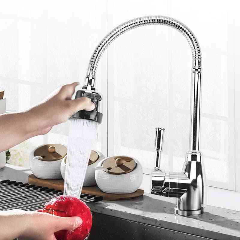 360 Degree Rotatable, Single Handle, Sink Basin Faucet- Deck Mounted Pull Down Spray