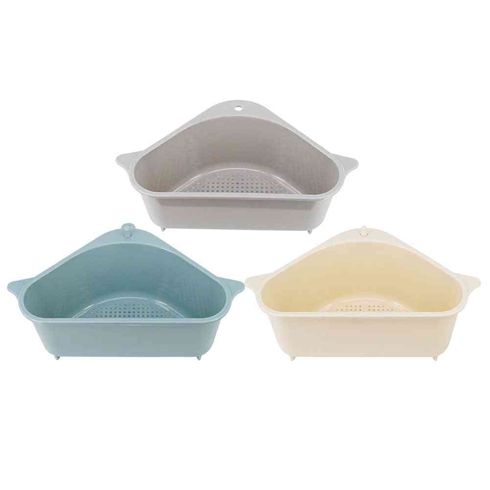 Triangle Shape Drain, Sink Storage Rack- Suction Cup Washing Bowl