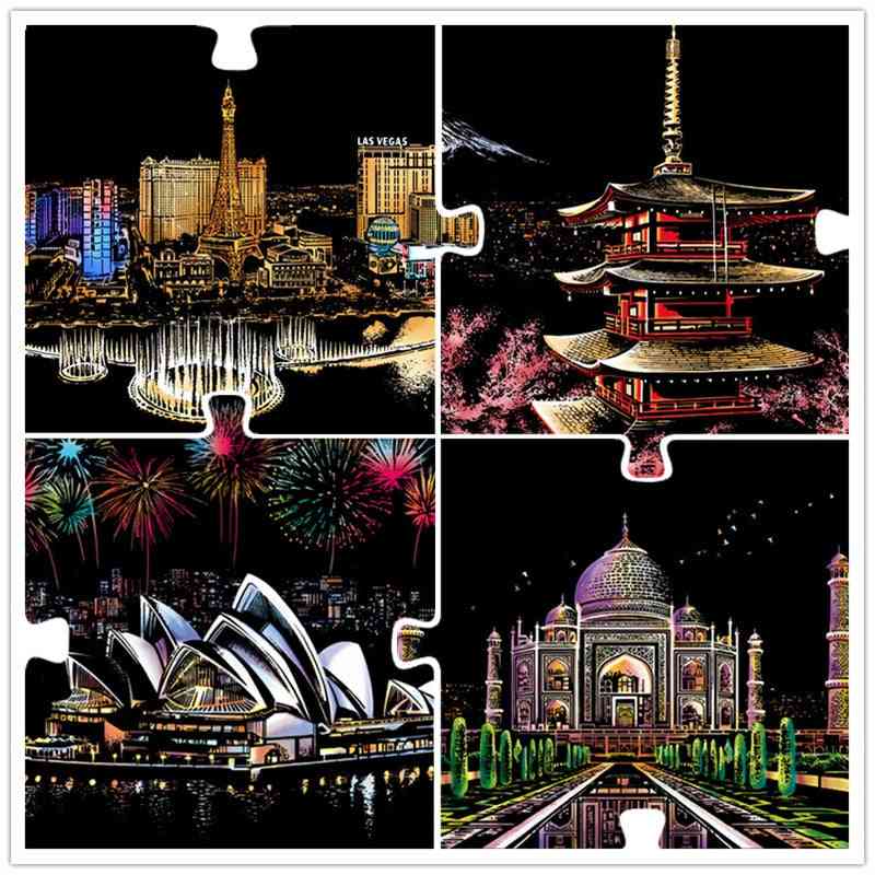 World Landscape Magic Scratch Crafts Scraping Art Paintings Papers
