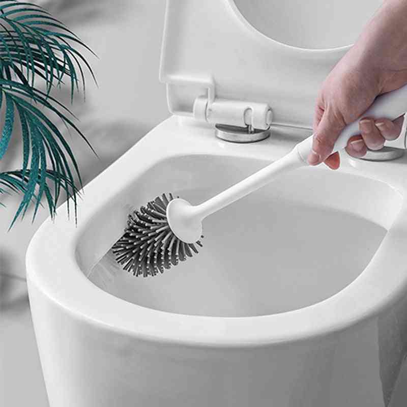 Silikone toiletbørste og holder sæt, vægmonteret eller gulvstående