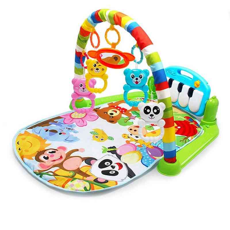 Babymusik pusselmatta med pianotangentbord pedagogiskt rack spädbarn fitness krypande leksaker gåva för barn gym