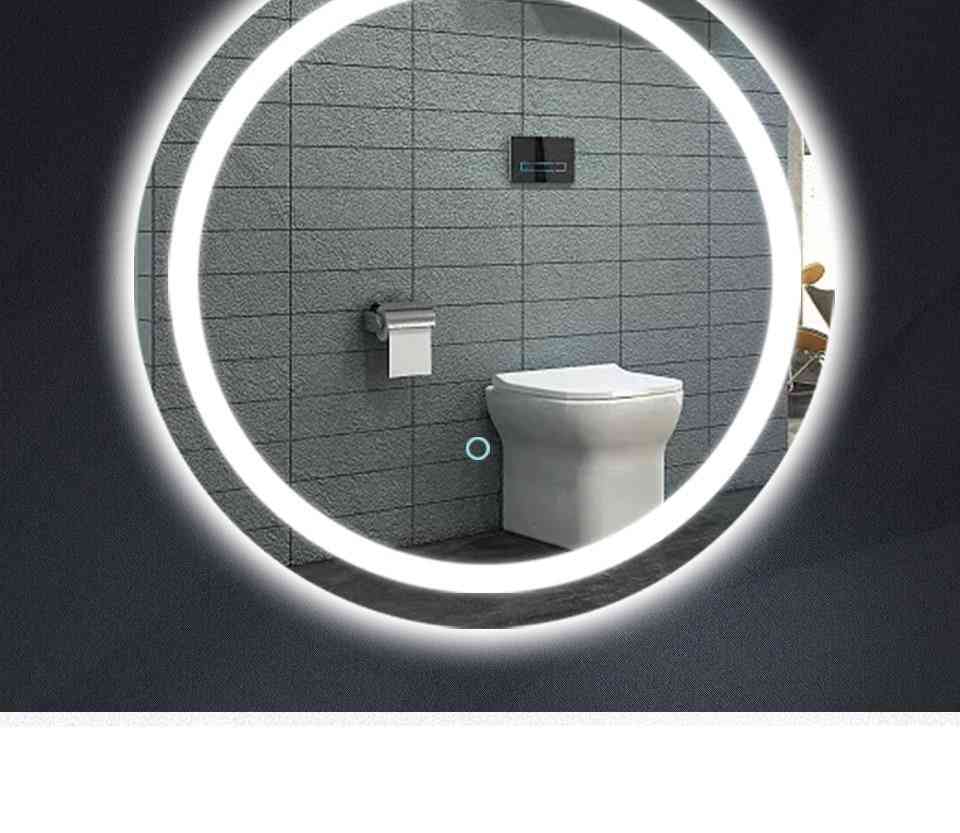 Rectangular Shaped Mirror, Frameless Wall Mounted With Led, And Touch Switch