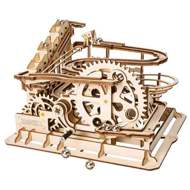 4 soorten knikkerbaanspel - DIY waterrad houten model voor het bouwen van speelgoed voor kinderen - tandwielonderlegger