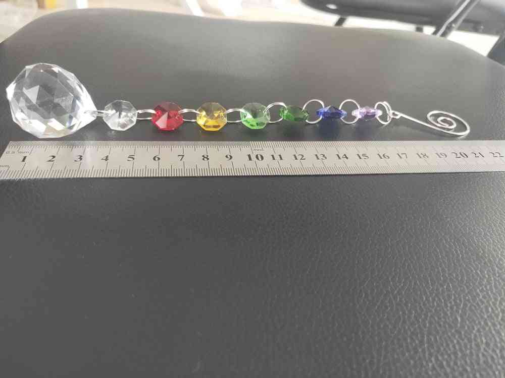 Cor do arco-íris - pingente de prismas protetores de sol com bola de cristal, pêndulo em vidro para decoração de casamento multicolorido com 9 