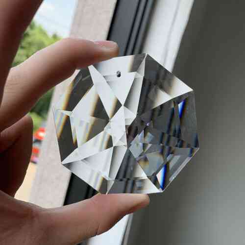 Suncatcher Octagon Disc Faceted Glass - Art Crystal Prism Chandelier Hole, Diy Pendant Hanging Ornament Lamp