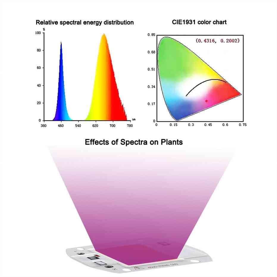 Światło led do uprawy roślin bez napędu ac 220v 20w 30w 50w chip kolby pełne spektrum 370nm-780nm do wnętrz