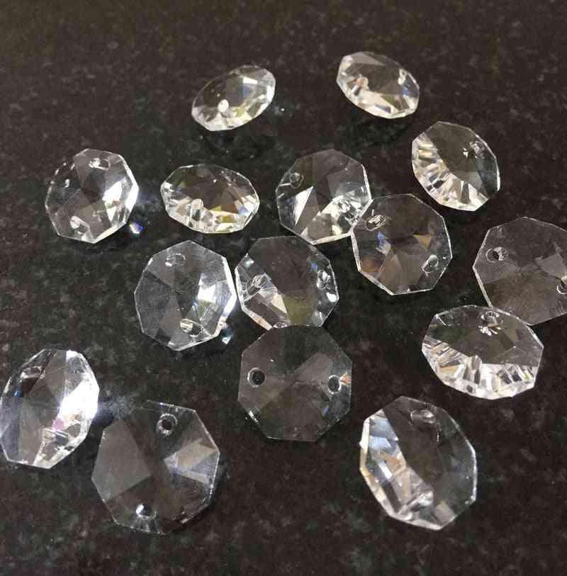 200 stks 14mm Clear Crystal Octagon Bead, K9 Crystal 2-holes, DIY Bruiloft & Woondecoratie, Kristallen Accessoires Kroonluchter Onderdelen -