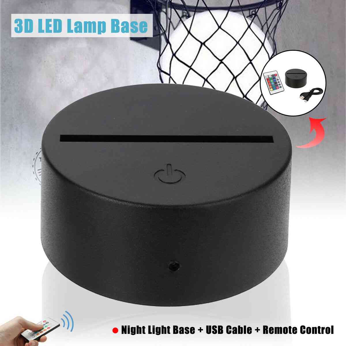 3D-led-valaisimen jalusta musta virtalähteellä, USB-kaapeli + kaukosäädin joulupäivän lahjaksi (lampun runko)