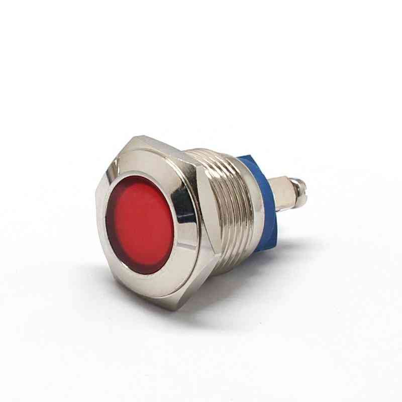 16mm 12v metal led painel piloto e indicador de sinal de painel - luz de advertência com parafuso - 12v vermelho