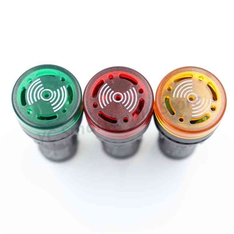 3 uds indicador de alarma de flash led y lámpara de señal de luz zumbador de flash dc 12v 24v ac 110v 220v 22mm - 12v rojo