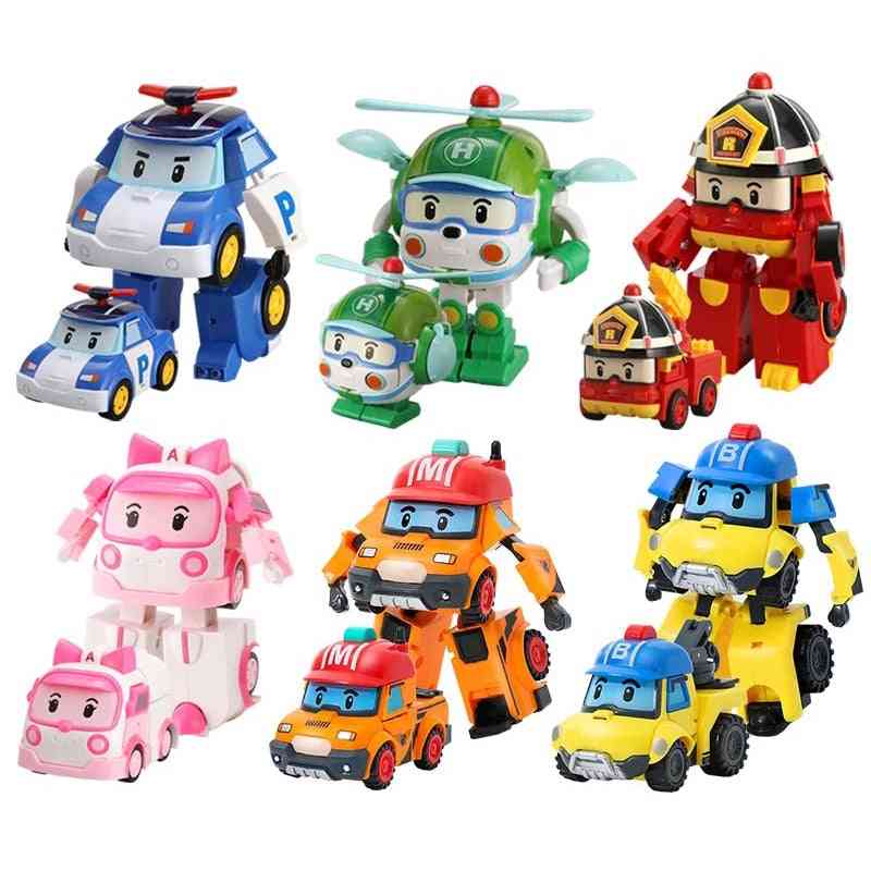 Poli Auto Kinder Roboter Spielzeug, verwandeln Fahrzeug Cartoon Anime Actionfigur Spielzeug für Kinder Geschenk - 4 Stück ohne Box