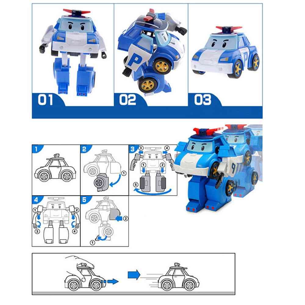 Poli Auto Kinder Roboter Spielzeug, verwandeln Fahrzeug Cartoon Anime Actionfigur Spielzeug für Kinder Geschenk - 4 Stück ohne Box
