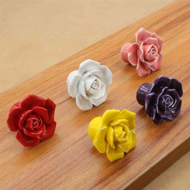 Hardware Flower Wardrobe Ceramic Pull Handle- Decorative Knobs