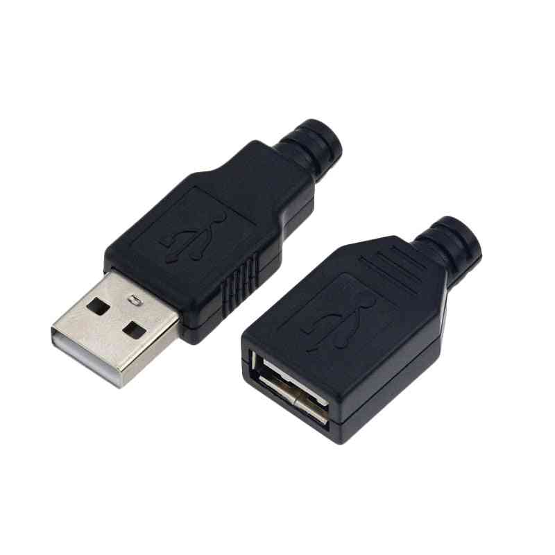 Type A Male / Female Usb 4 Pin Plug Socket Connector With Plastic Cover