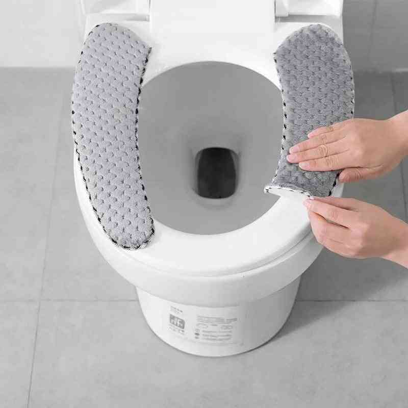 Toiletpude til badeværelse, vaskbar, blød varmepude - blå / stil 1