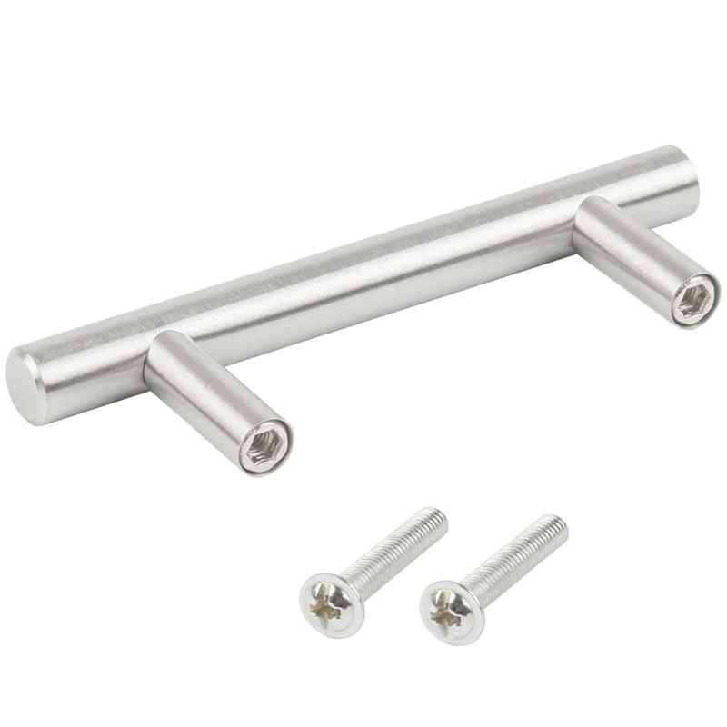Furniture Cabinet Drawer Handles- Made Of Stainless Steel Total Width 100mm, T-handle Center 64mm (silver)