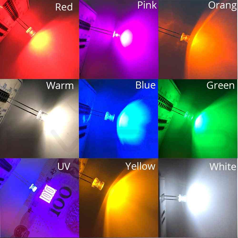100pcs Of 5mm Flat Top With Wide Angle Light Lamp