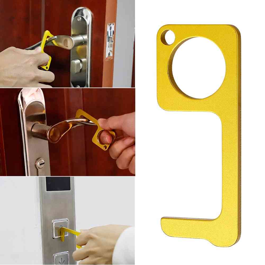 1pc Portable Antimicrobial Brass- Edc Door Opener Elevator Tool