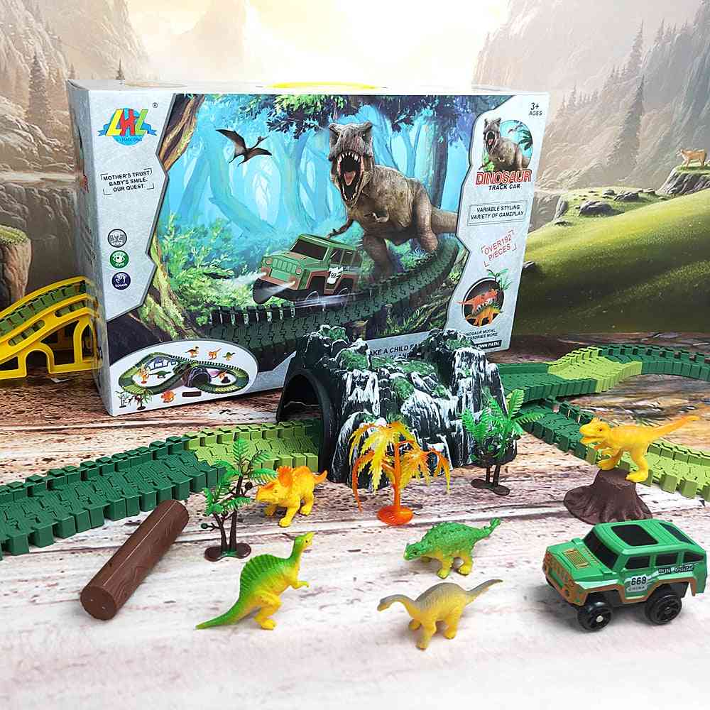 Závodní dráha, silniční armáda - odlitá flexibilní dinosaurská vzdělávací hračka