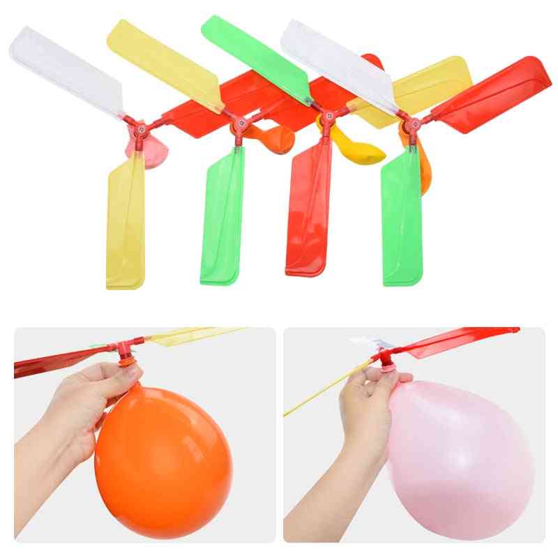 10 stks / partij grappige traditionele klassieke geluid ballon helikopter spelen vliegende speelgoed voor kinderen outdoor grappig speelgoed