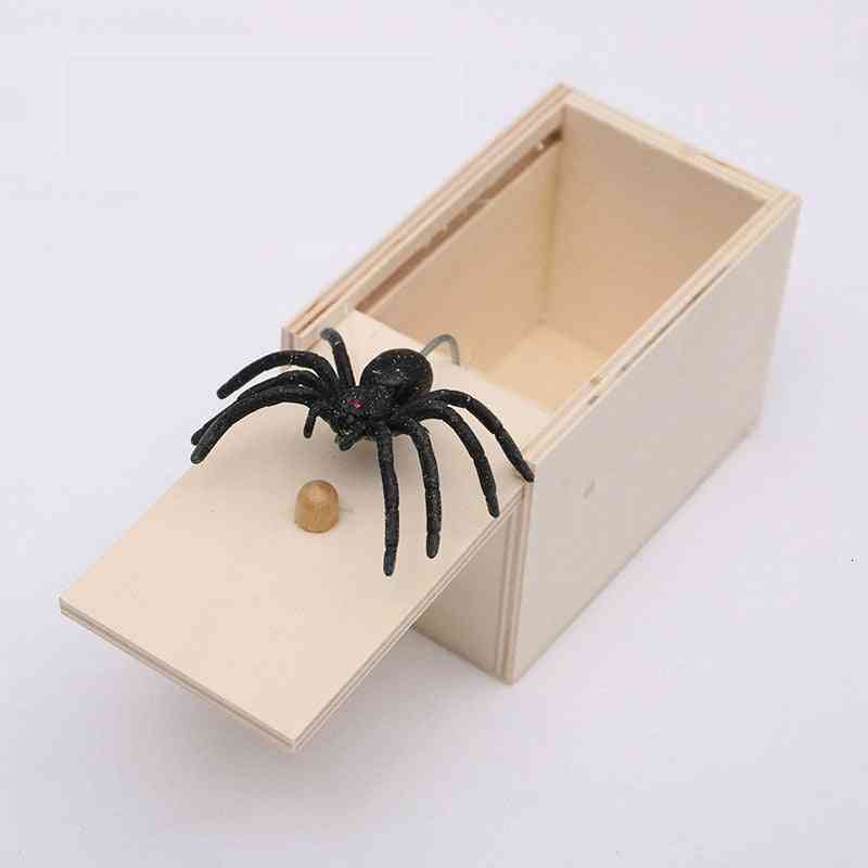 Caja de broma de madera araña oculta en caso de gran calidad broma de madera scarebox interesante juego truco broma juguetes regalo