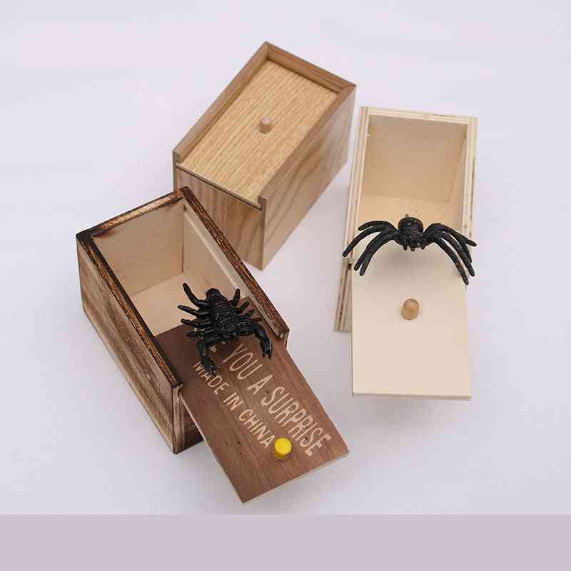 Funny Scare Box Spider - Hidden In Case Prank Wooden Scarebox Joke Trick Play
