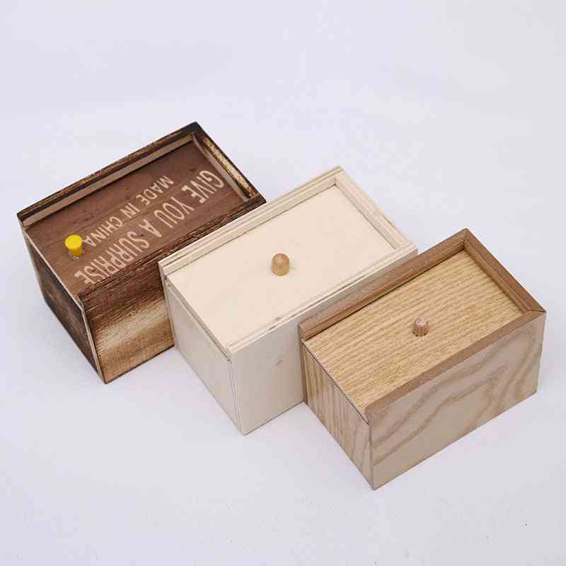 Caja de broma de madera araña oculta en caso de gran calidad broma de madera scarebox interesante juego truco broma juguetes regalo