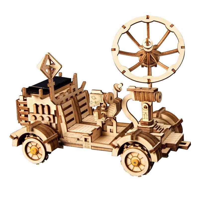 Robotime Moveable Solar Energy Powered Toy - 3d Puzzle Diy Laser Cutting Wooden Model