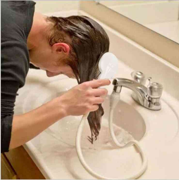 Lavello per vasca da bagno con doccia portatile portatile, kit per la testa dell'irrigatore di lavaggio del rubinetto tubo flessibile per doccia per animali domestici