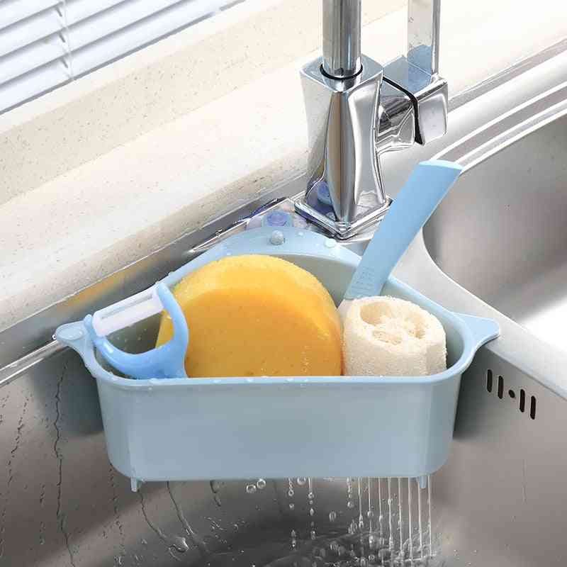 Sink Filter Kitchen Triangular Sink Filter Drain Strainer - Vegetable Fruits Drainer Basket Suction Cup Sponge Holder Storage Rack