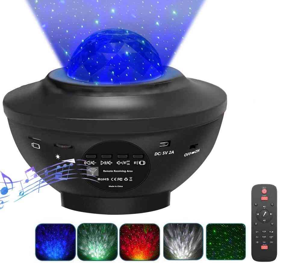LED Star Projecteur Night-Light Galaxy Starry Night-Lamp, Ocean Wave Projecteur avec Musique Télécommande Haut-Parleur Bluetooth pour Enfants - Type2-Blanc / Multi
