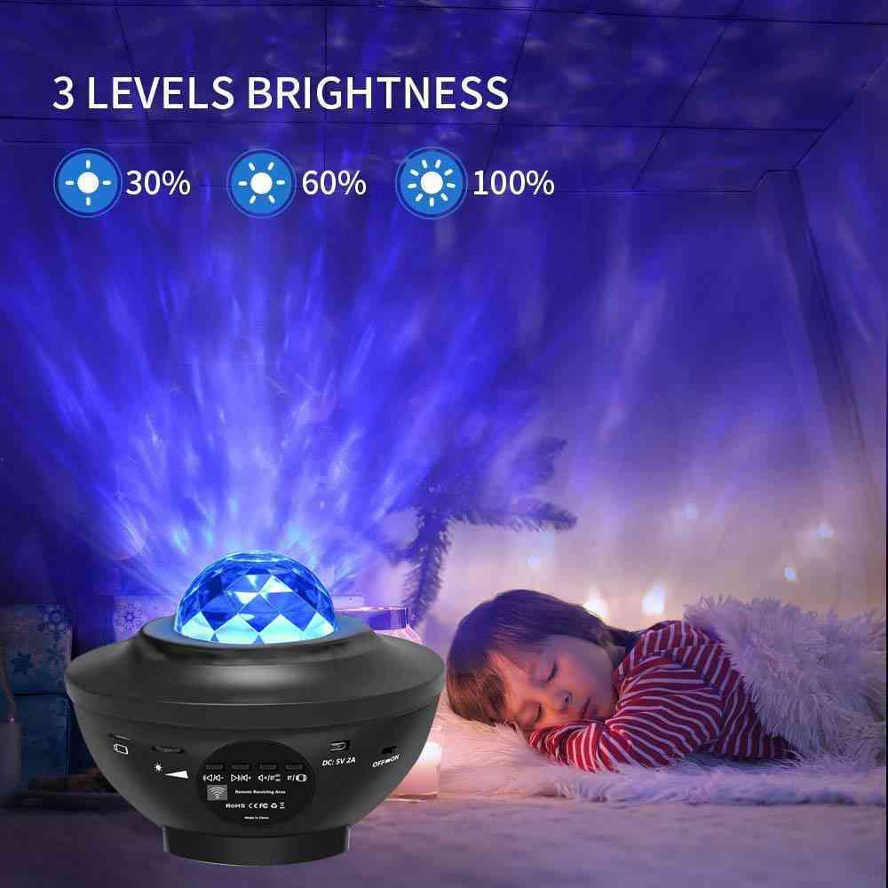 LED Star Projecteur Night-Light Galaxy Starry Night-Lamp, Ocean Wave Projecteur avec Musique Télécommande Haut-Parleur Bluetooth pour Enfants - Type2-Blanc / Multi