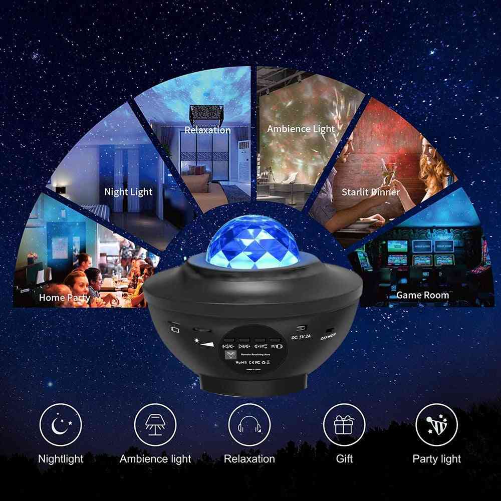 Led Star Projector, Night-light Galaxy Starry Lamp, With Music Bluetooth Speaker And Remote Control