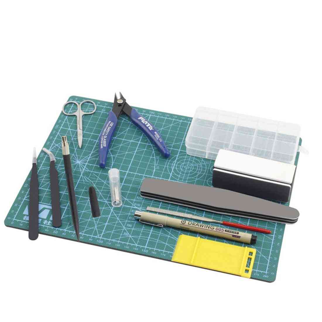 Model/craft Building Kit Including Engraving Pen, Tweezers, Polishing Stick And Cutting Mat