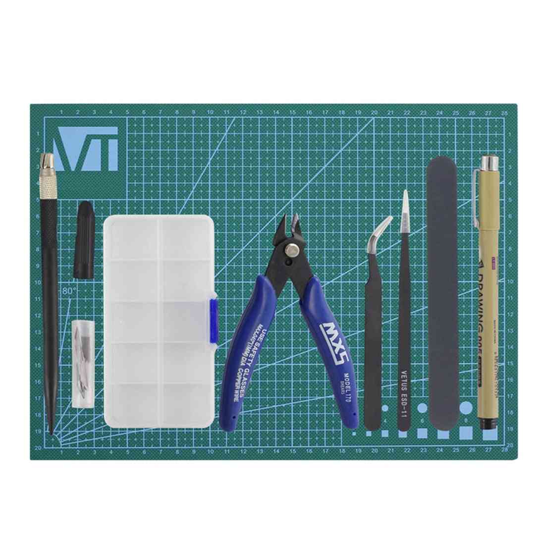 Model/craft Building Kit Including Engraving Pen, Tweezers, Polishing Stick And Cutting Mat