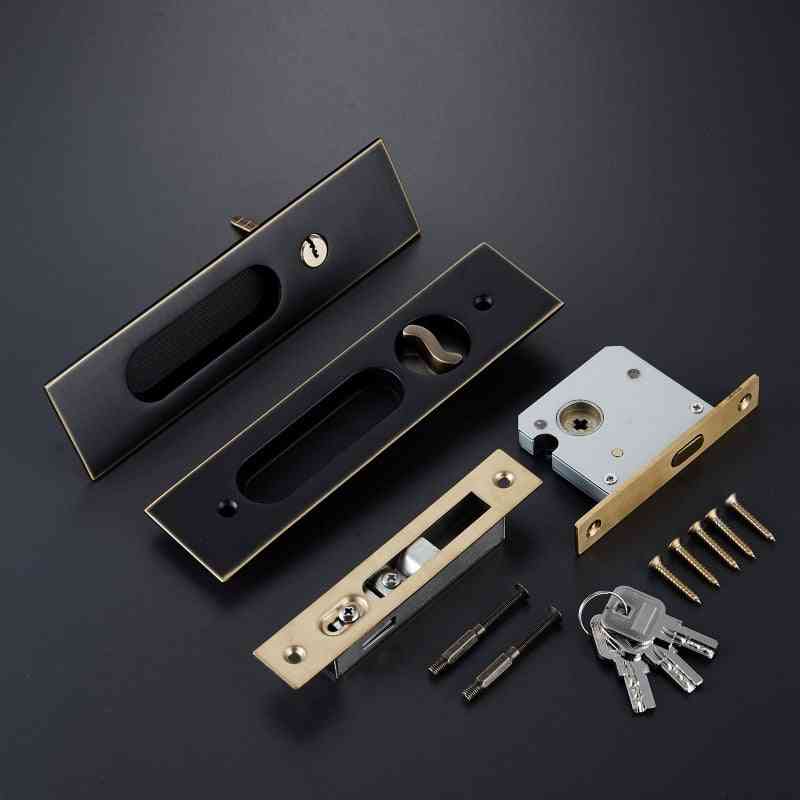 Skjutdörrlås -dolt handtag-lås med nycklar - bcf (dörr 4,5-5,5cm)