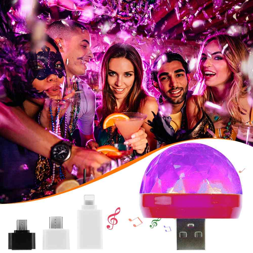 Mini usb led discoteca luz de palco portátil festa familiar - bola mágica luz colorida - bola mágica branca / com adaptador Android