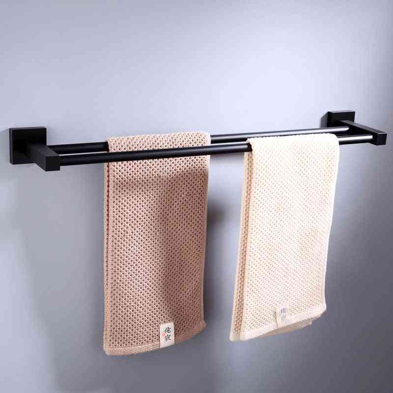 Estante de baño negro para toallas, portapapeles, porta toallas, estante de baño negro mate accesorio de aluminio - gancho para tela