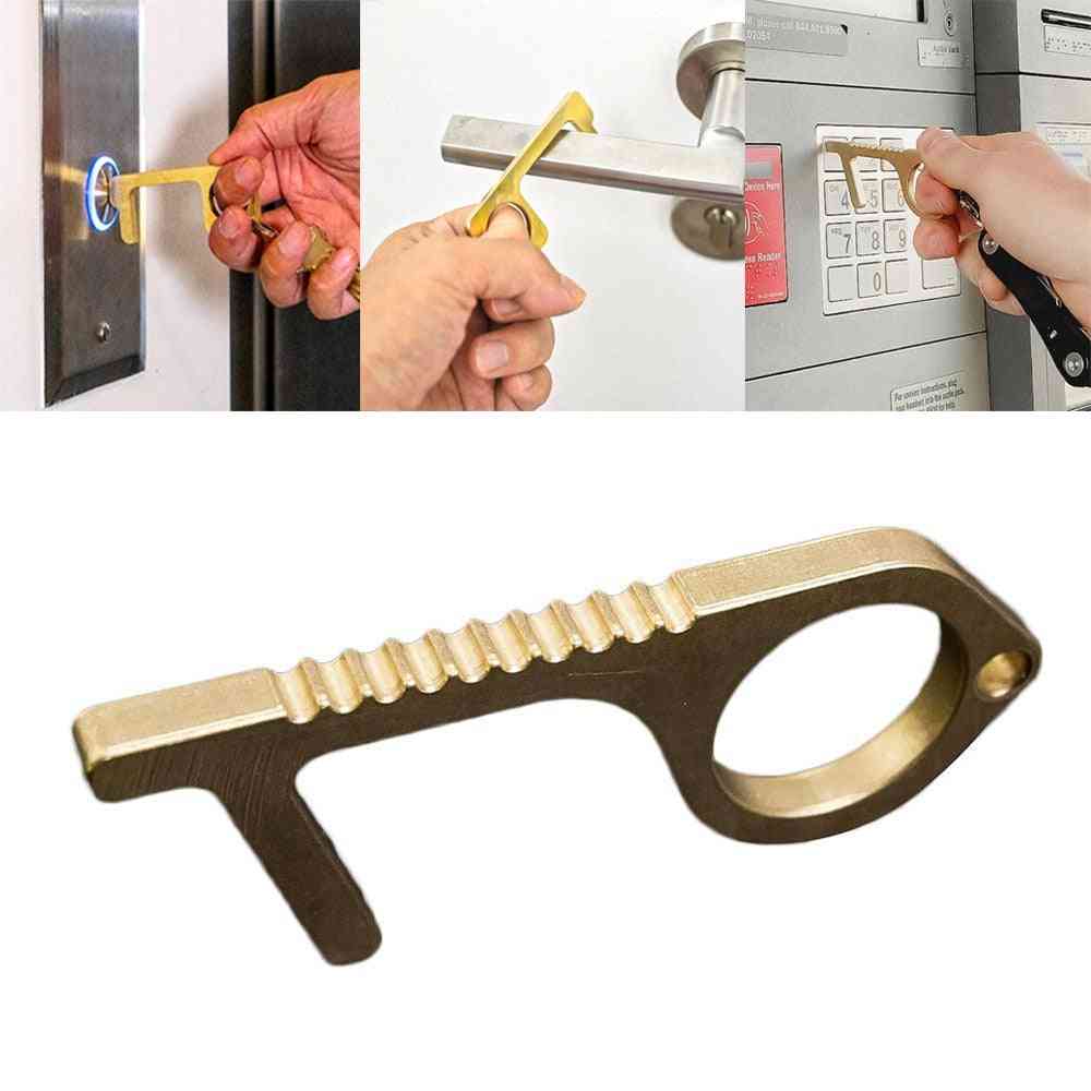 Edc Door Opener Tool , Handle Key Pendant- No-touch Isolation Accessories