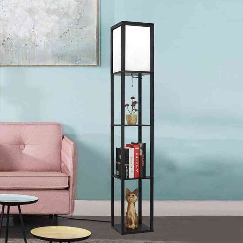 Led Shelf Floor Lamp - Wooden Frame Tall Lights