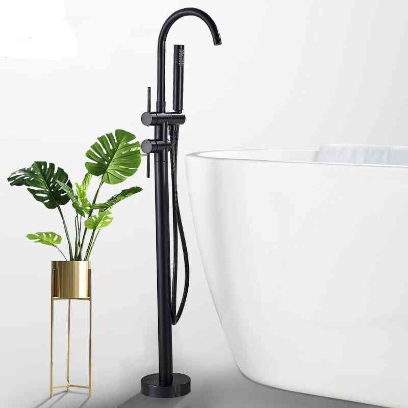 Bathtub Floor Stand Faucet Mixer - 360 Rotation Spout With Abs Handshower Bath Shower