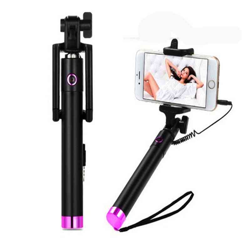 Selfie stick monopiede con cavo per autoritratto portatile estensibile portatile per smartphone - blu